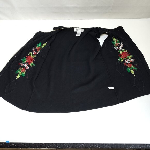 Kikit Christmas Sweater Vest Small Beaded Embroidery Sleeveless Maurice Sasson - Picture 4 of 11